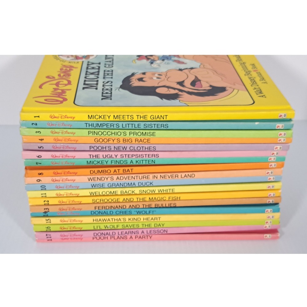 Walt Disney Fun-To-Read Library 18 Book Set Bantam 1986 Vintage Hardcover Mickey
